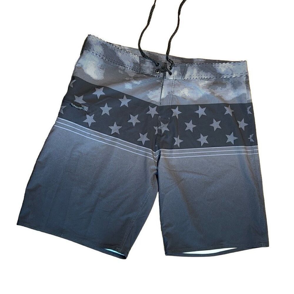 Burnside board shorts single zip mesh pocket with attached surf wax comb 38